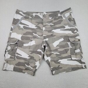 RAW X Cargo‎ Shorts Mens 42 Gray White Camo Camouflage Military Pockets Cotton